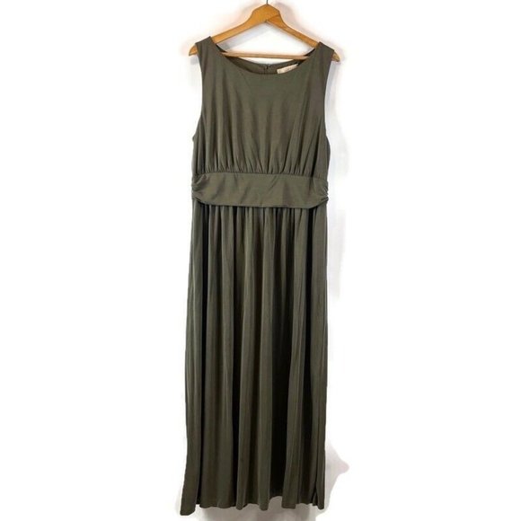 LOFT Dresses & Skirts - Ann Taylor LOFT Womens Maxi Dress Size XL Green Empire Waist Sleeveless Back Zip